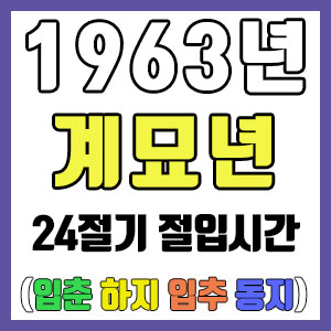 [사주 만세력] 1963년 계묘년 24절기 절입시간 – 입춘 춘분 입하 하지 입추 추분 입동 동지